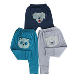 Kit 3 Mijões Calça Culote Malha Bebê Infantil Menina Menino