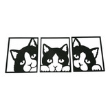 Kit 3 Mini Quadros Gato Mdf Vazado Corte A Laser Perfeito 