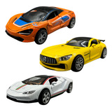 Kit 3 Miniatura Carro Carrinho De Ferro Metal Coleção
