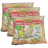 Kit 3 Mistura Para Calopsita, Agapornis E Rose Faces 500g