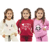 Kit 3 Moletom Casaco Meninas Inverno