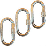 Kit 3 Mosquetão 25 Kn Oval Aço Dupla Trava Segurança S 507