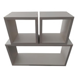 Kit 3 Nichos 50x25 / 20x20 / 20x20 Mdf 15mm - Cor Beige
