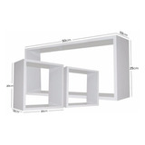 Kit 3 Nichos Mdf Branco Tx Sala Quarta Banheiro 15mm Cor Da Armação Branco Cor Branco