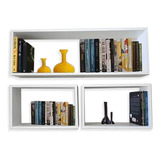 Kit 3 Nichos Retangular Estante Livros Suporte Suspenso