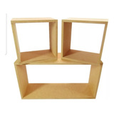 Kit 3 Nichos Retângulo Mdf Cru 1-50x15x15 / 2-25x25x15 Cor Da Armação Branco