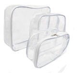 Kit 3 Organizador Mala Necessaire Bebe Transparente Viagem