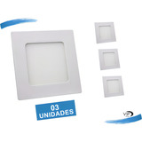 Kit 3 Painel Plafon Luminária Led 6w Quadrado Embutir 6000k Cor Branco Frio Voltagem 110v/220v