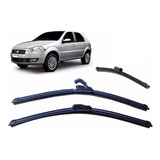 Kit 3 Palhetas Limpador Parabrisa Diant+tras Fiat Palio 2008