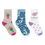 Kit 3 Pares De Meia Infantil Selene Cano Longo Menino/menina