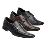Kit 3 Pares Sapato Social Masculino Couro Legítimo Ref- Athp