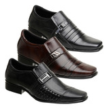 Kit 3 Pares Sapato Social Masculino Couro Legitimo Ref 4 ***