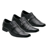 Kit 3 Pares Sapato Social Masculino Em Couro Legítimo