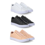 Kit 3 Pares Tenis Casual Feminino Leve Confortável Revenda