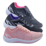 Kit 3 Pares Tênis Feminino Academia Corrida Treino Fxb Leve