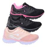 Kit 3 Pares Tênis Olimp Olymp Feminino Caminhada Promoção 