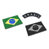 Kit 3 Patch Emborrachado - Bandeira Do Brasil + Tarjeta