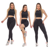 Kit 3 Pçs 1 Bermuda 1 Cropped 1 Legging Blackout Promoção