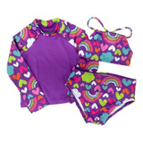 Kit 3 Peça Blusa Pro Uv 50 + Biquíni + Top Infantil Juvenil