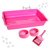 Kit 3 Peças Bandeja Higiênica Para Areia Banheiro De Gatos 