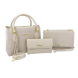 Kit 3 Peças Bolsa Feminina Grande Média E Carteira Promoção 