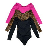 Kit 3 Peças Infantil Body Manga Longa Bufante De Princesas