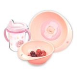 Kit 3 Peças Infantil Papinha Tigela Prato Copo Menina Bebê