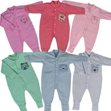 Kit 3 Peças Macacão Bebe Bordado Bichos Menina E Menino