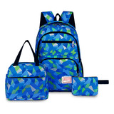 Kit 3 Peças Mochila Juvenil Bolsas