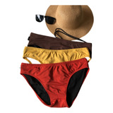 Kit 3 Peças Sungas Slim Moda Praia - Lateral 8cm