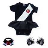 Kit 3 Peças Vasco: Body Bebê Menina + Tenis Star E Faixinha