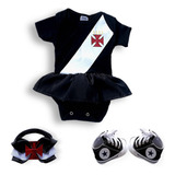 Kit 3 Peças Vasco: Body Bebê Menina + Tênis Star E Faixinha