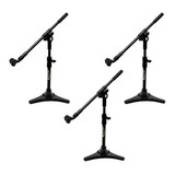 Kit 3 Pedestal Microfone Mini Girafa Pes De Ferro Hpm55