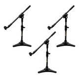 Kit 3 Pedestal Microfone Mini Girafa Pés De Ferro Hpm55