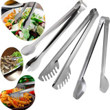 Kit 3 Pegadores Grandes Inox Macarrão Pinça Multiuso