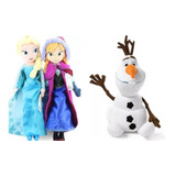 Kit 3 Pelúcias Frozen Princesa Anna,