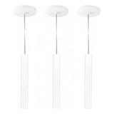 Kit 3 Pendente Tubo Palito Moderno 30cm - Branco