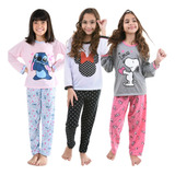 Kit 3 Pijama Infantil Inverno Menina