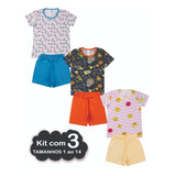 Kit 3 Pijama Infantil Juvenil Menino Menina Roupa De Dormir