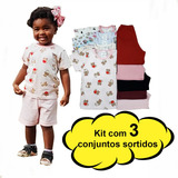 Kit 3 Pijamas Criança Manga Curta
