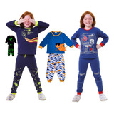 Kit 3 Pijamas Verão Menino 100% Algodão 1 Ao 10 Anos