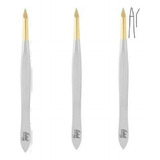 Kit 3 Pinças Ponta Ouro 9cm Finas 2321,303 Edel Solingen 
