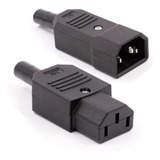 Kit 3 Plug Ac Tripolar 10a Macho C13 + 10 Plug Femea C14