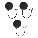 Kit 3 Pop Filter Tela Anti Sopro P/ Microfone Haste Flexível