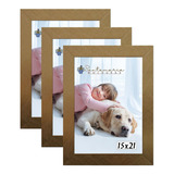 Kit 3 Porta Retrato 15x21 A5 Atacado Foto Moldura Dourado Liso