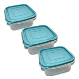 Kit 3 Pote Quadrado Com Travas Laterais 1,8l Nitron Verde