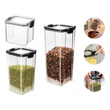 Kit 3 Potes Acrílico Herméticos C Tampa 800 Ml 1,6l 2,2l