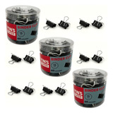 Kit 3 Potes Mini Prendedor Binder Clips Papel 15mm 180pcs Nf
