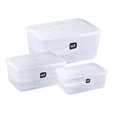Kit 3 Potes Multiuso Organizador 1l 2l 3l Com Tampa Uz
