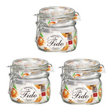 Kit 3 Potes Vidro Fido Italiano